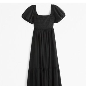 Elegant Black Puff Sleeve Dress